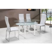 Berkley Dining Set Clear/Frosted Glass/White/White Pvc/Chrome